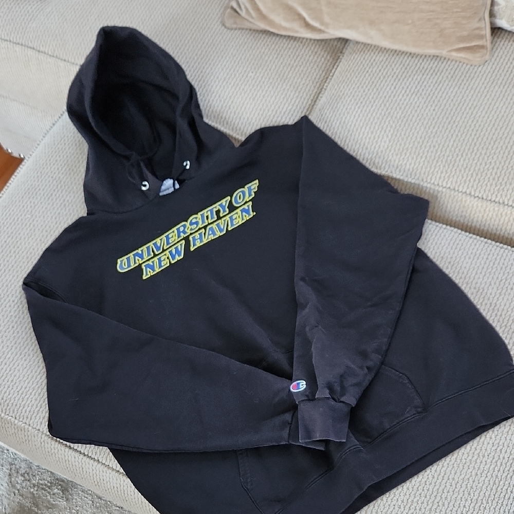 Champion, Long Sleeve University Of New Haven Black Hooded, XL